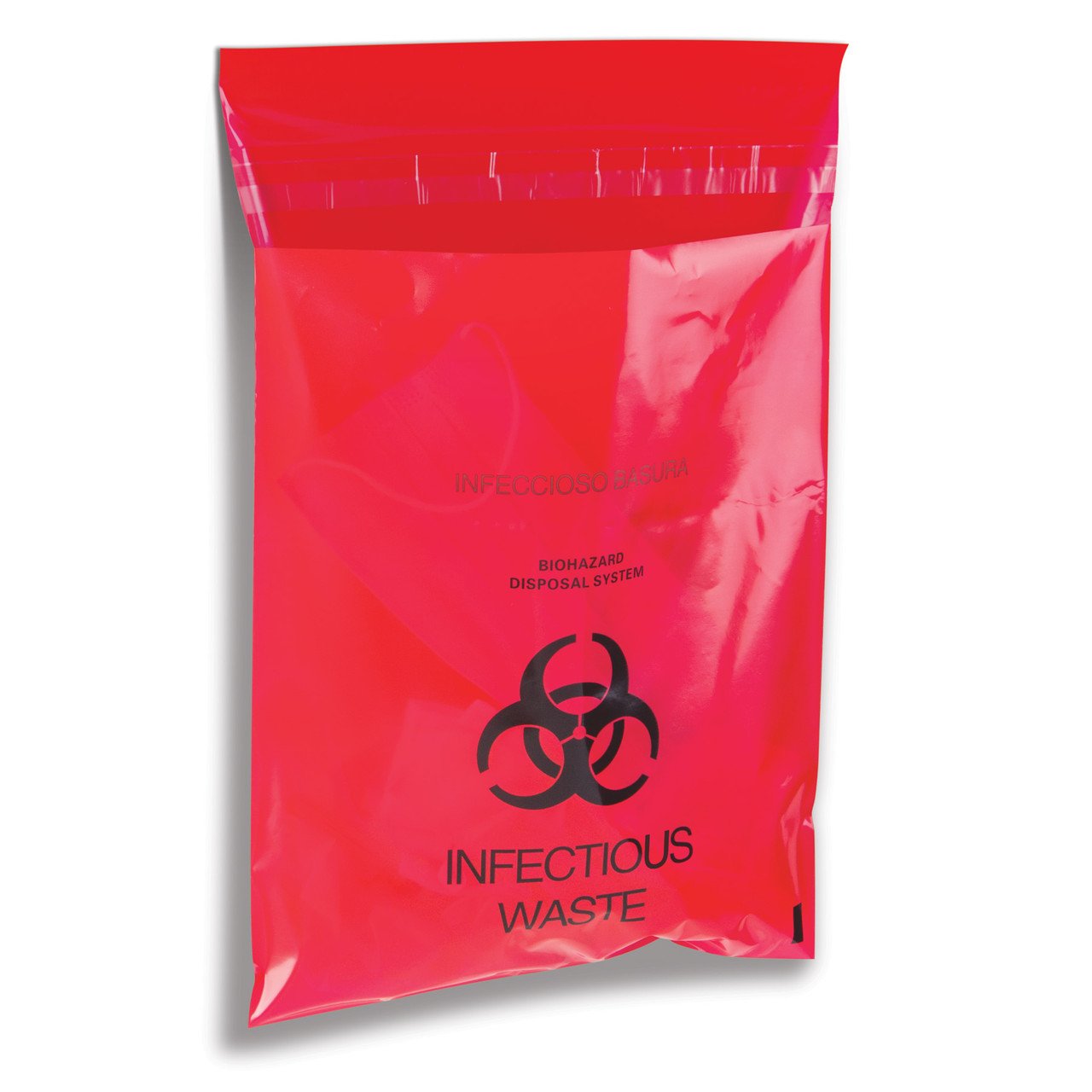 BIOHAZARD WASTE BAG (STICK ON) 9"X10" 200/BX
