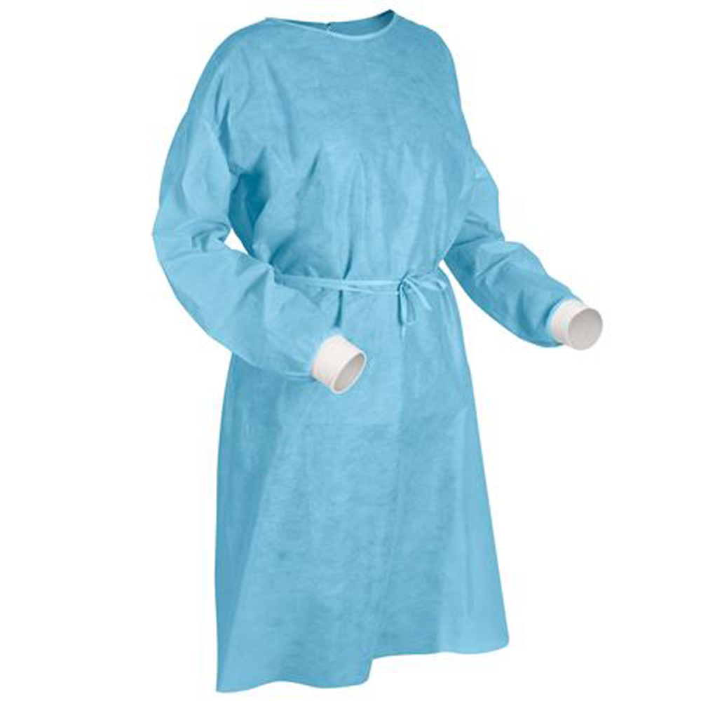 DISPOSABLE COVER GOWN BLUE KNIT CUFF 50/CS