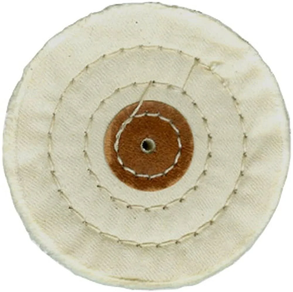 MUSLIN BUFFS 4"X 40 PLY (LEATHER CENTER, UNSTITCHING)