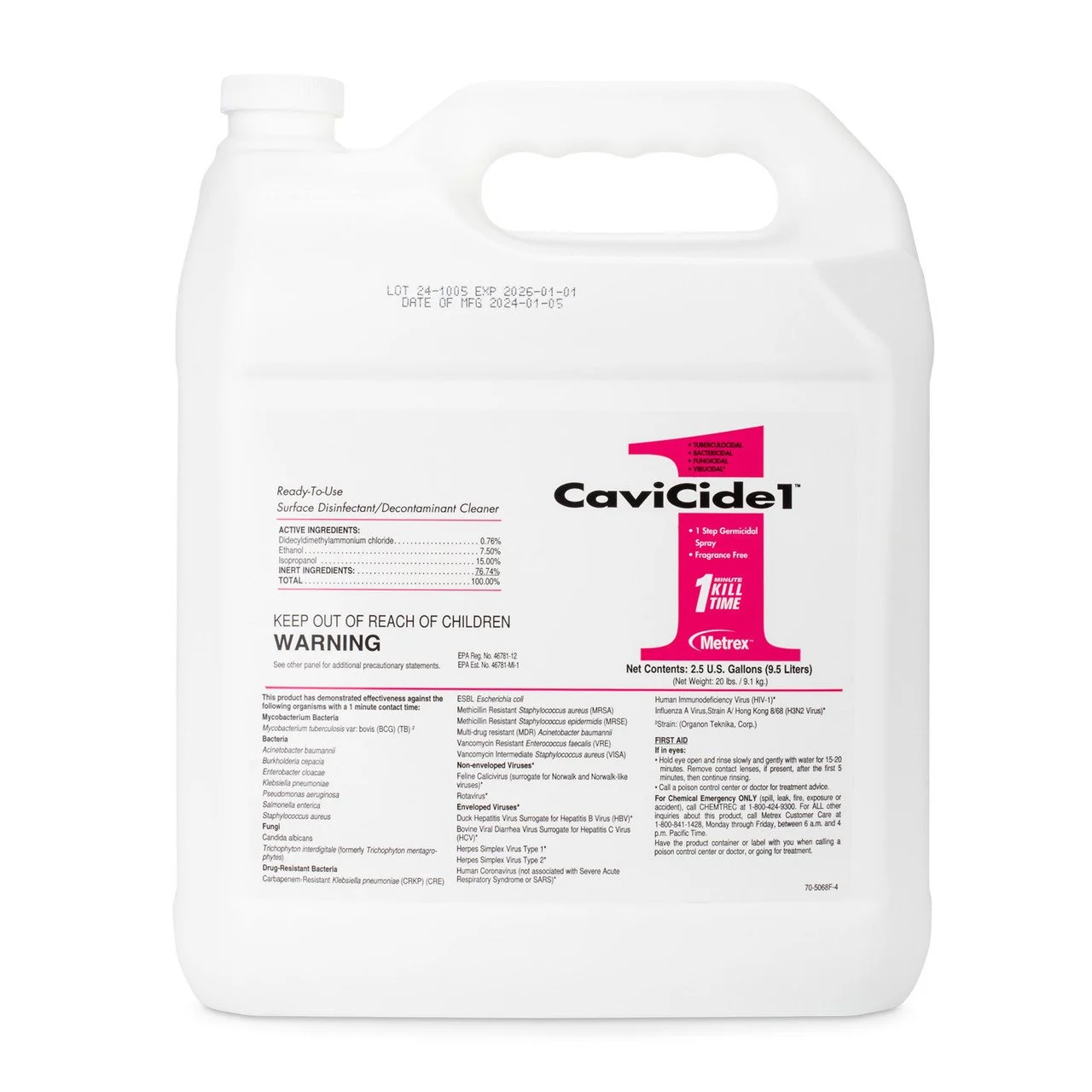 CAVICIDE1 5 GALLON (1 MINUTE KILL TIME) (2 X 2.5GAL)