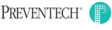 PreVentech logo with a blue circle filled with white dots on the right.