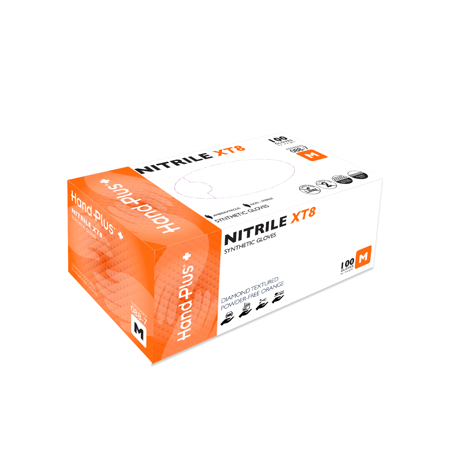 NITRILE XT8 8 MIL ORANGE DIAMOND TEXTURED 100/BX XL