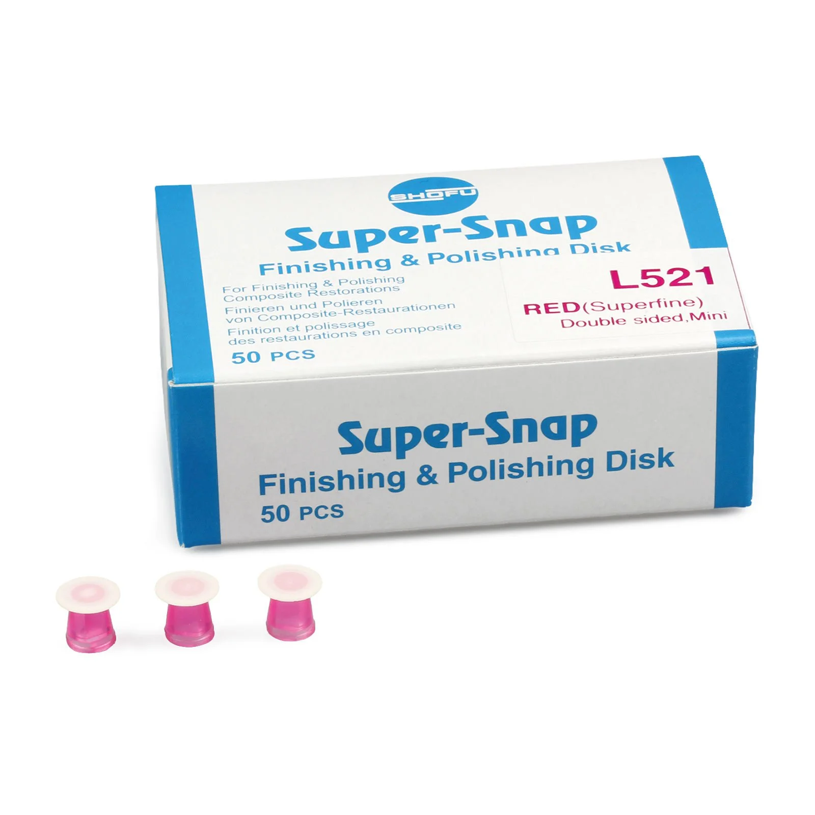 L521 SUPER SNAP MINI DISKS DOUBLE SIDED RED SUPER FINE (50)