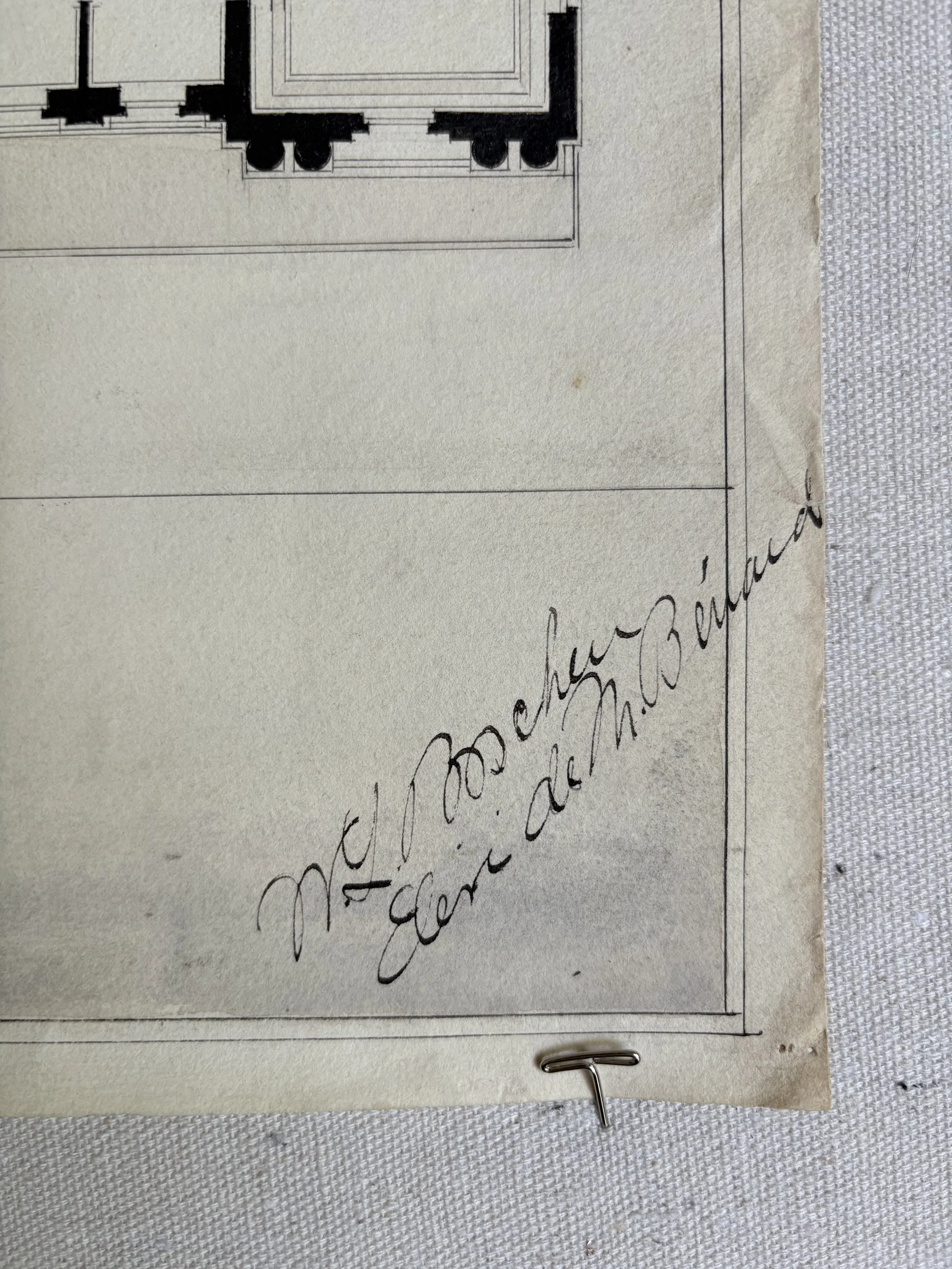 Architectural Drawing, Signed "W.L. Broschen"