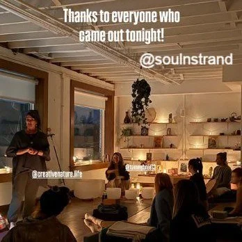 About last night...

What a magical introduction to facilitating sessions at @soulnstrand 

It was an honor to guide 16 people through a winter yin class while the beautiful @tammybree13 serenaded us with the signing bowls.

I am still on cloud nine!