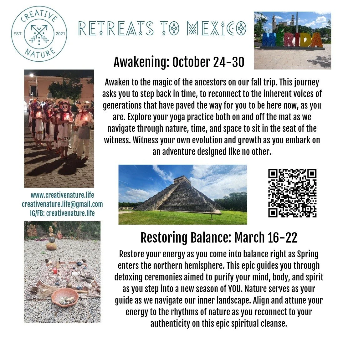 Escape to Mexico

Enjoy a week-long adventure connecting to spiritual practices, exploring yoga both on and off the mat, and a new way of being while traversing the Yucat&aacute;n.

Learn healing modalities you can bring back home with you.

Connect 