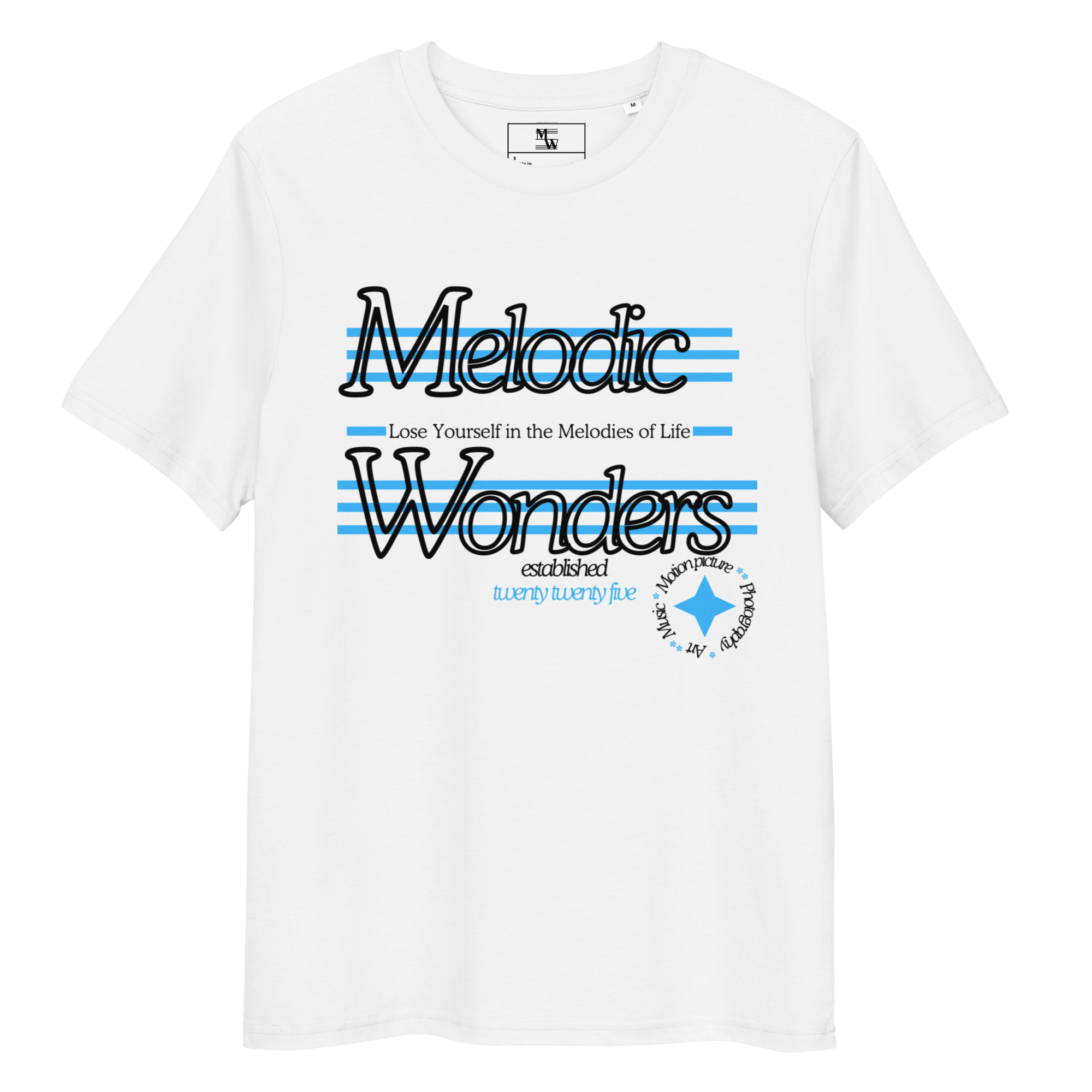 Melodic Wonders Signature Tee   White/Blue
