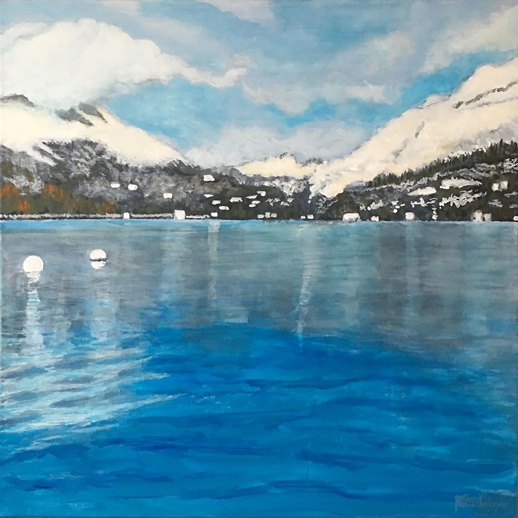 "Lac d'Annecy, un jour en hiver" une oeuvre figurative contemporaine originale de l'atelier rouschmeyer