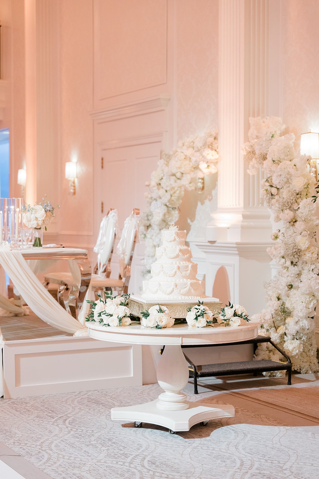 Layered reception tablescape designed for a Hudson Valley wedding