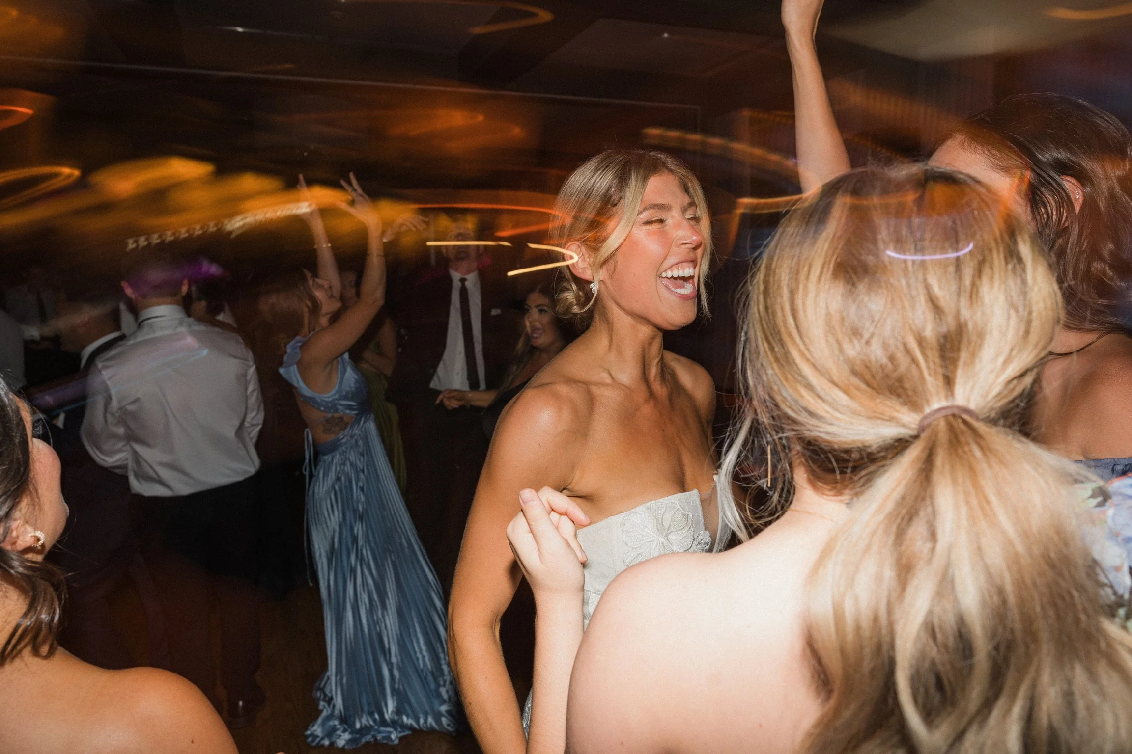 Wedding guests gathering during reception in New York