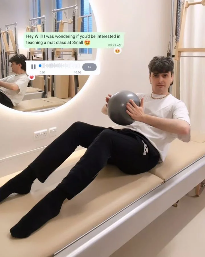SOUND ON 🔊

Will's personality is too big to fit into just one post, we had to give him three! As you can see, we took filming very seriously 😂 !! Because guess what, Pilates doesn't always have to be serious. We are mixing it up at Small with mat 