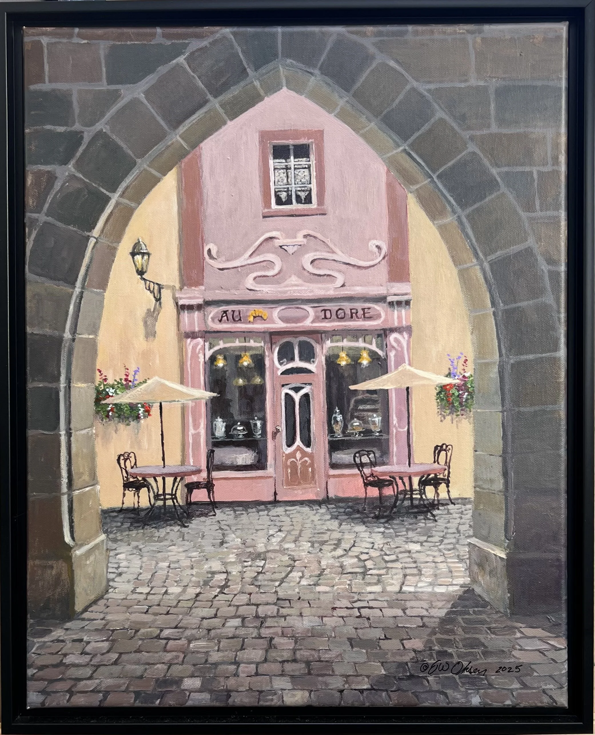 Au Croissant Dore, Colmar, France
(A Golden Croissant)
20x16 acrylic on canvas, framed
$350.00