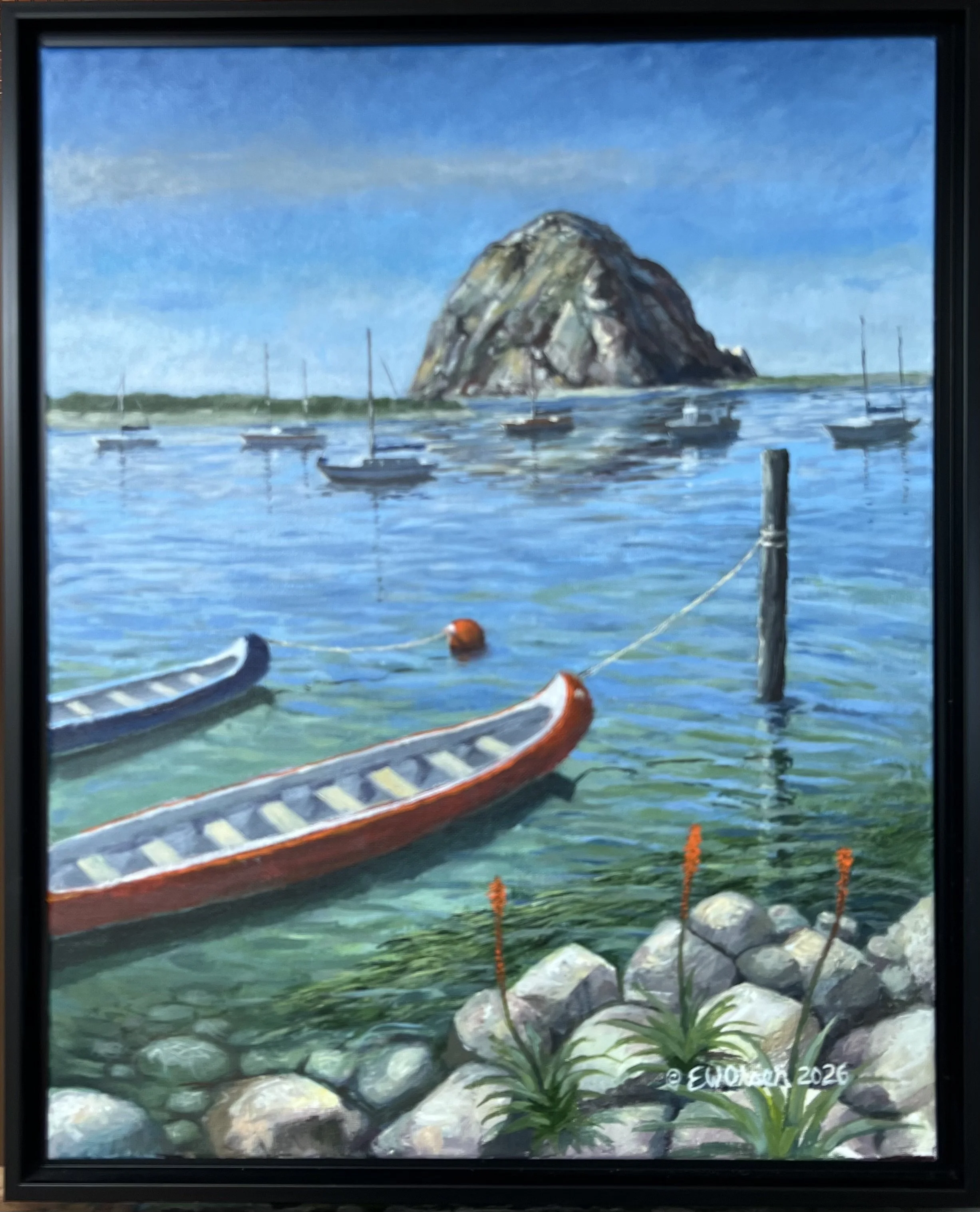 Sunny Day in Morro Bay, Calif
20x16 Acrylic on Canvas, Framed
$450.00
