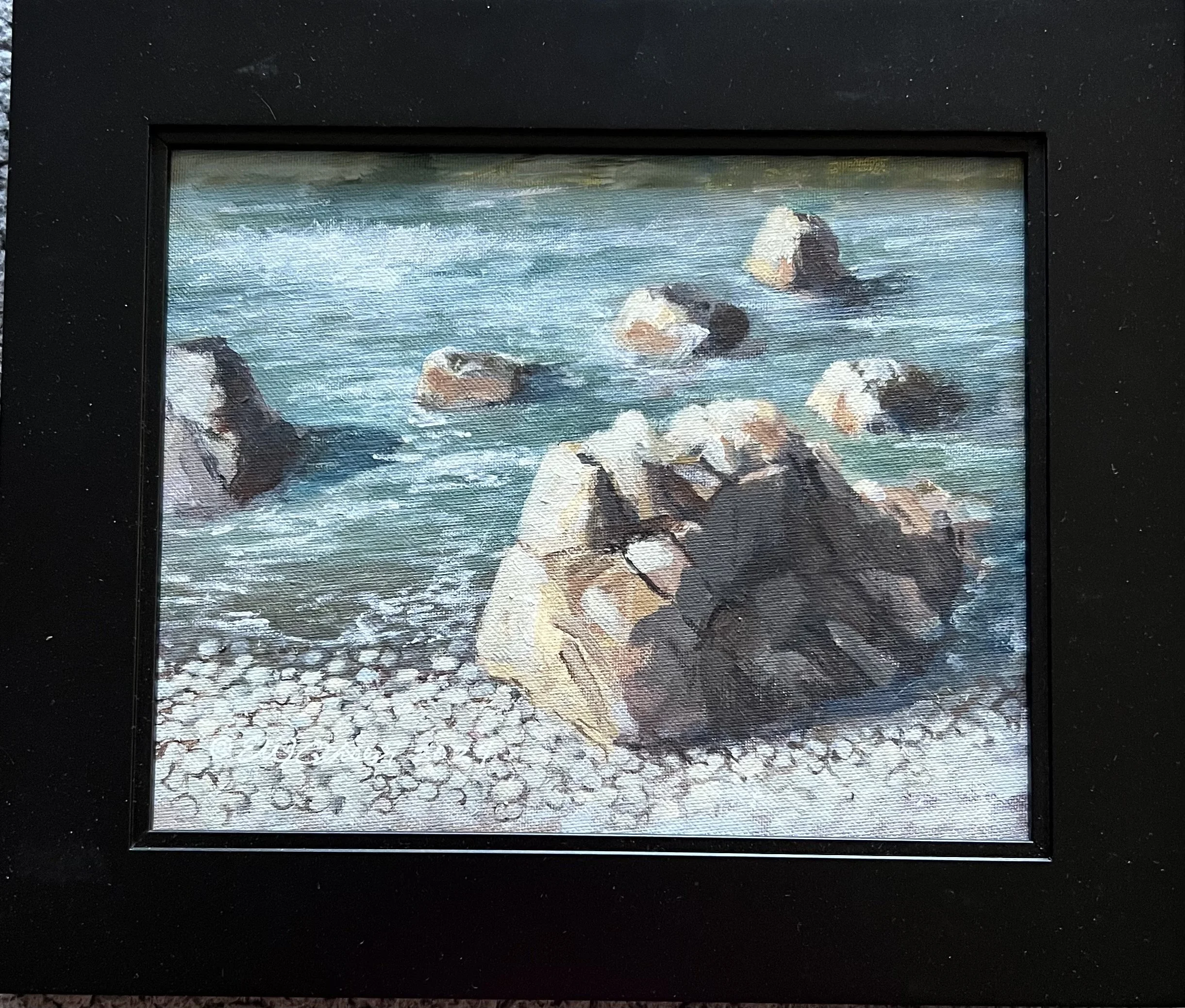 Moving Tide, Cambria, Calif.
8x10 acrylic on panel, plein air, framed
$150.00