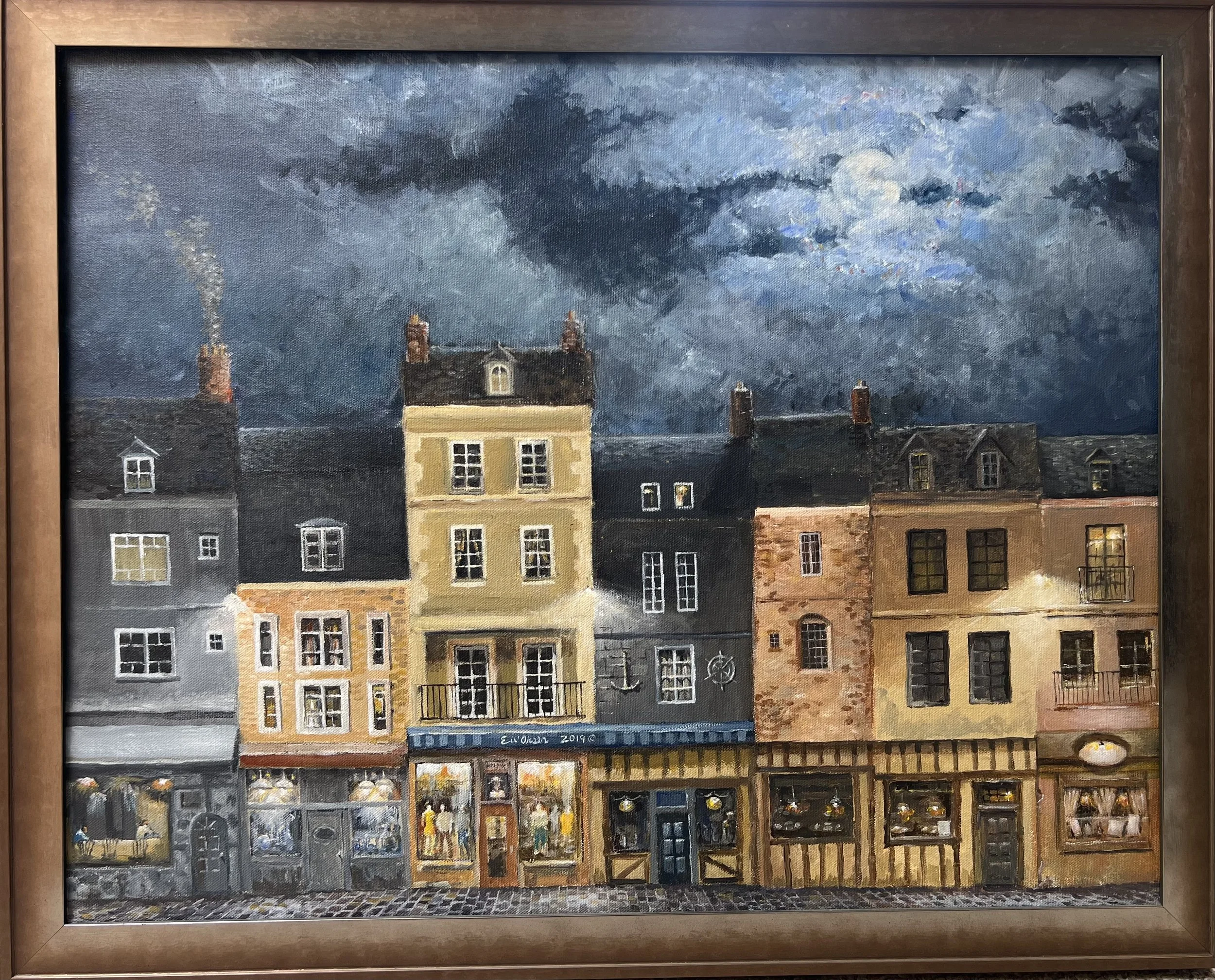 Honfluer at Night, France
22x28 acrylic on canvas, custom frame
$950.00
