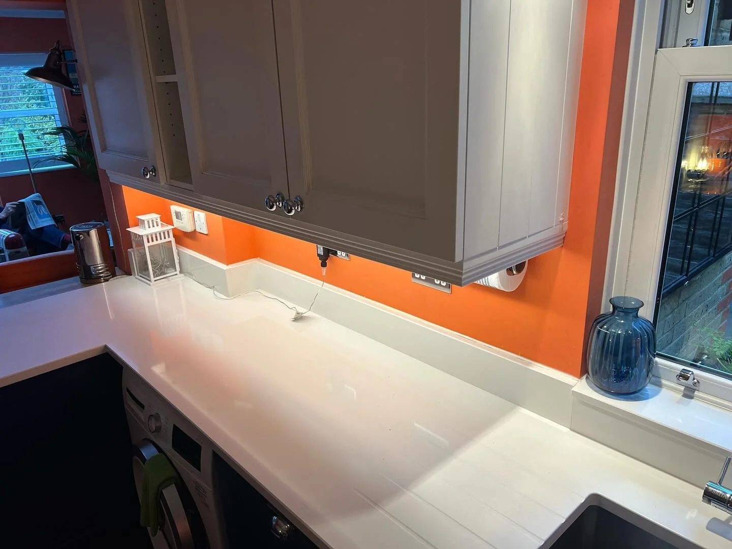 Little under counter light installation, with angled LED profile and warm white cut to length led strip. Customer is happy, however may change, due to light not passing the cabinet. #electrical #electricalinstallations #undercounterlights #light #lig