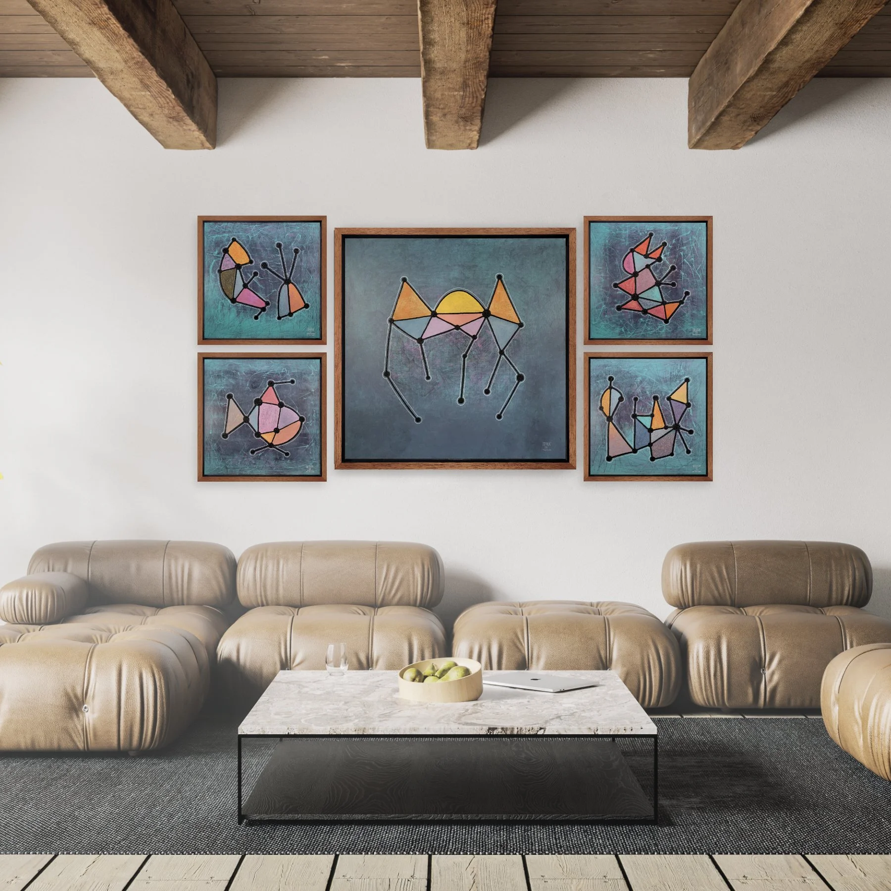 Series 13 artworks compilation in living room setting