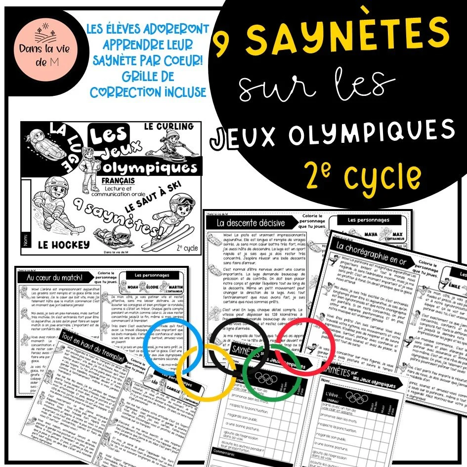 🎭 9 saynètes sur le thème des Jeux olympiques -2e cycle 🏅