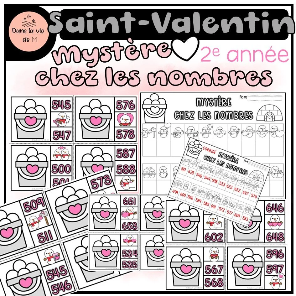 💗 Saint-Valentin – Mystère chez les nombres (2e année) 💗