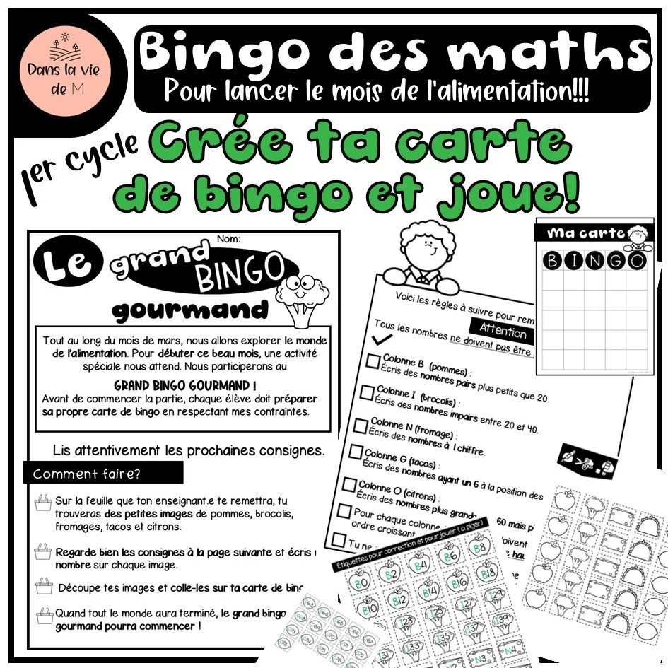 Un BINGO MATHÉMATIQUE savoureux ! 🍎➕