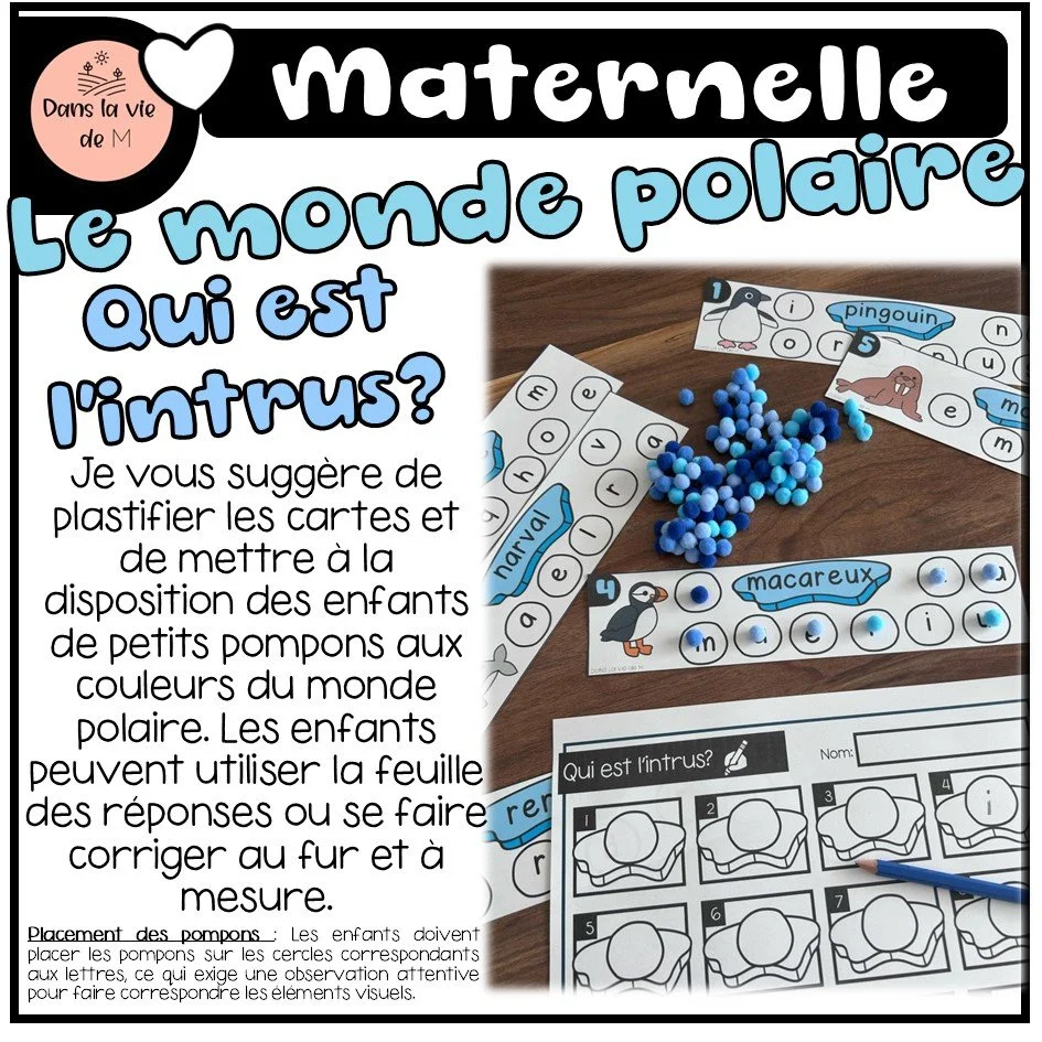❄️ Maternelle – Qui est l’intrus ? 🐧🔍 Atelier de vocabulaire du monde polaire