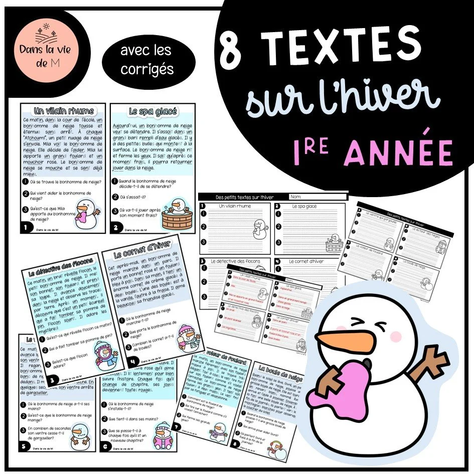 💙 8 petits textes sur l’hiver pour la 1re année ! ☃️❄️