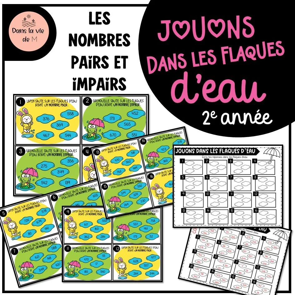 CÀT - Jouons dans les flaques d'eau 💦🐸- pairs et impairs 2e année