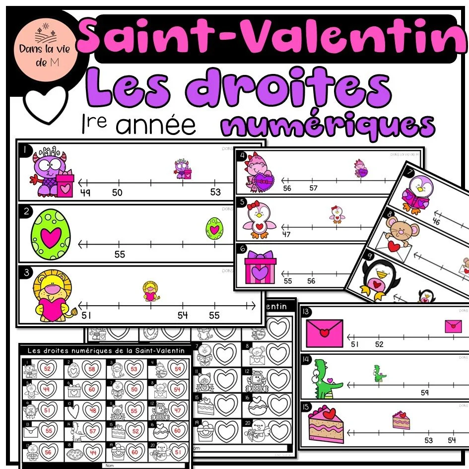 💗 Saint-Valentin – Les droites numériques (1re année) 💗