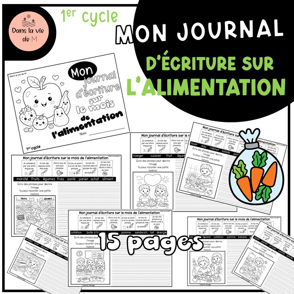 Mon journal d'écriture sur l'alimentation - 1er cycle🥦