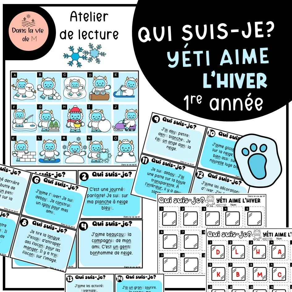 Atelier de lecture 1re année 🩵❄️ Qui suis-je ? – YÉTI aime l’hiver