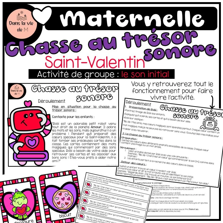 💗 Maternelle – Chasse au trésor sonore | Saint-Valentin 💗- Activité de groupe