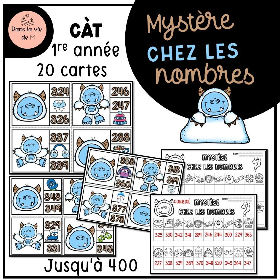 ❄️ Mystère chez les nombres – Thématique yéti 🧊🧟‍♂️- 2e année