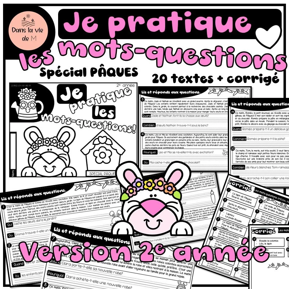 🐣📖 Je pratique les mots-questions – Spécial Pâques (2e année)