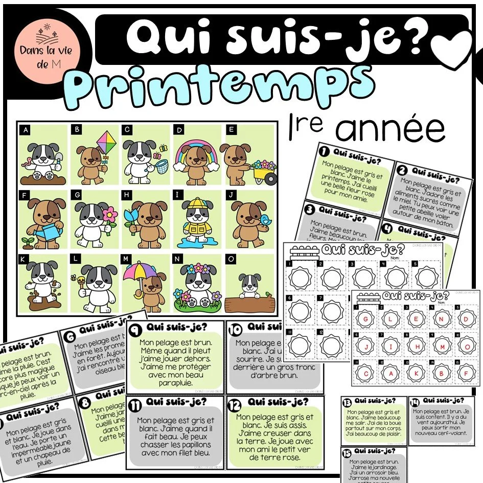 🌷☀️ Qui suis-je ? – Les chiens aiment le printemps (1re année) 🐶🌼