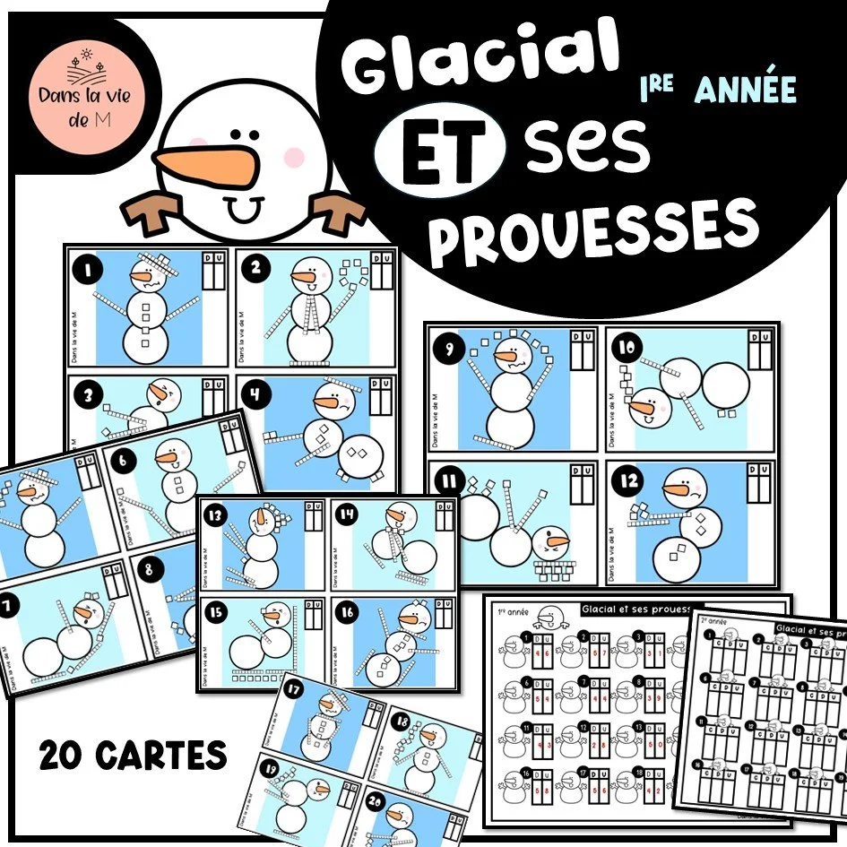 ❄️ Glacial et ses prouesses – 20 cartes pour la 1re année ! ☃️💙🩵