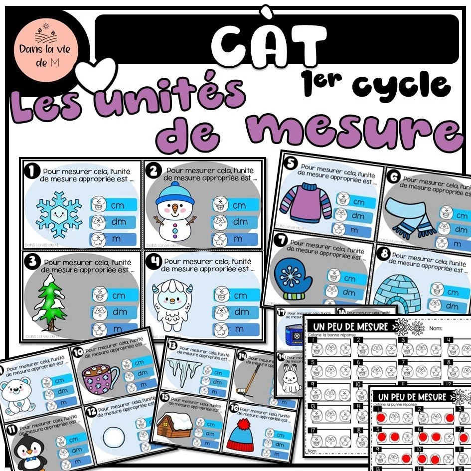 ❄️ CÀT – Les unités de mesure 📏☃️ 1er cycle • 20 cartes