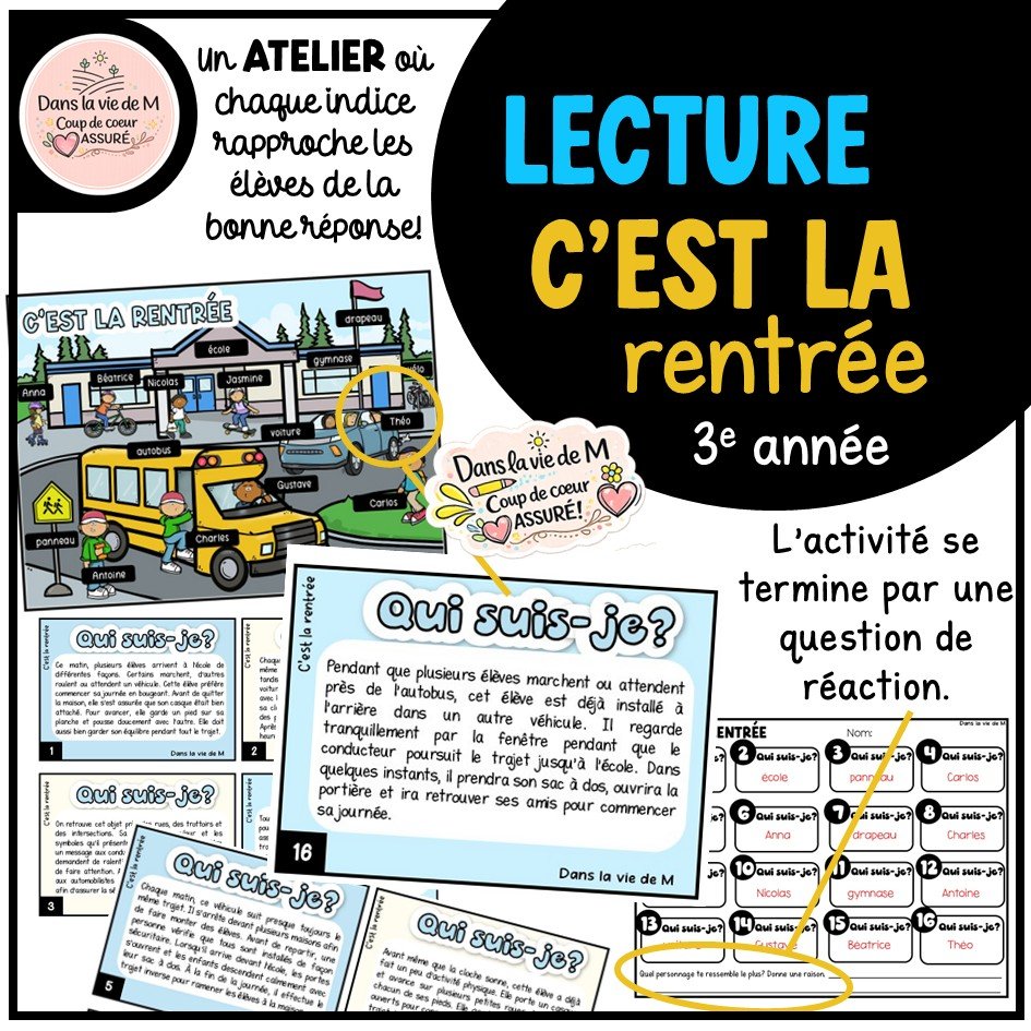 🚨NOUVEAUTÉ🚨 Atelier de lecture – C'est la rentrée - 3e année 🚌