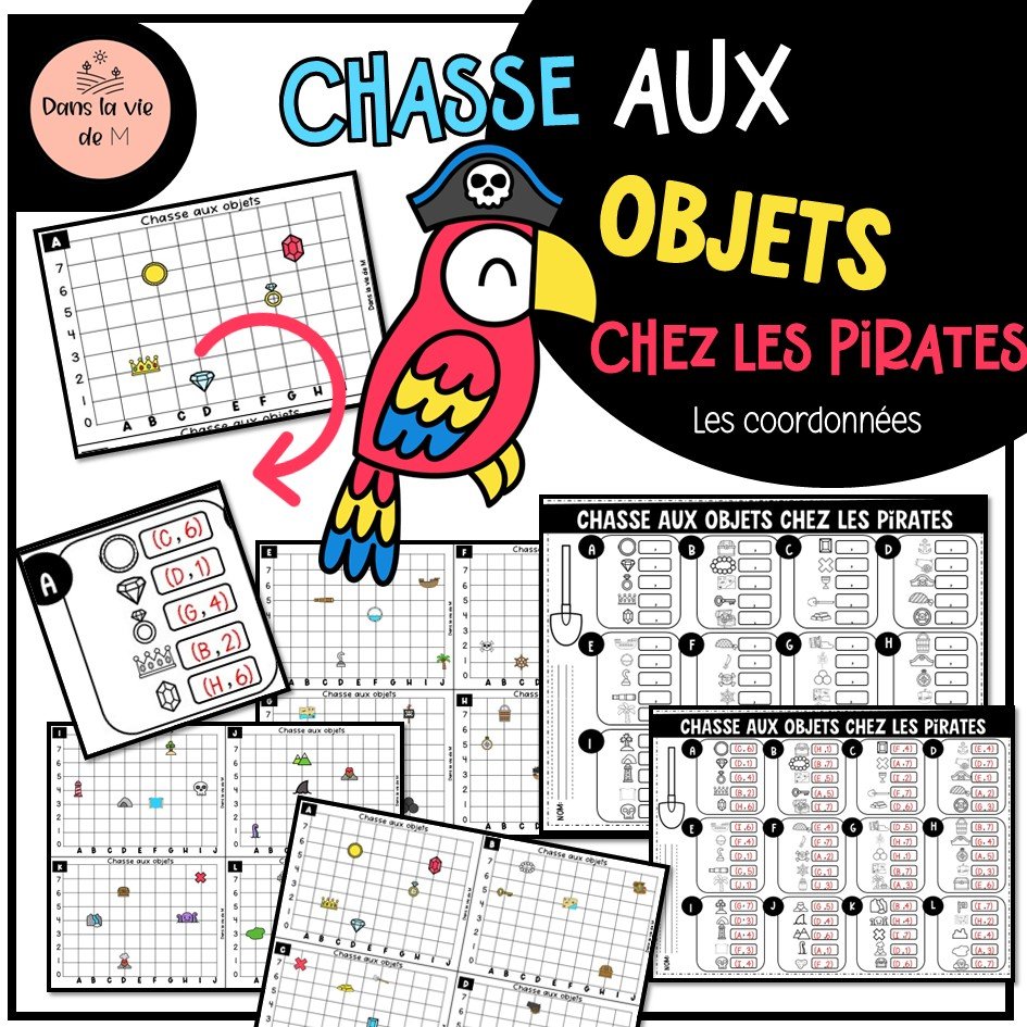 🏴‍☠️🗺️ CHASSE AUX OBJETS CHEZ LES PIRATES – Les coordonnées - 1er cycle