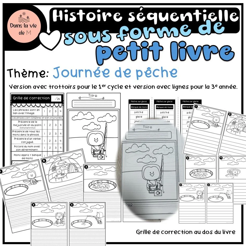 ❄️ 3– Histoires séquentielles sous forme de petit livre  Trois thématiques hivernales pour inspirer l’écriture au 1er et 2e cycle !
