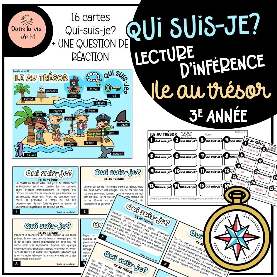 Qui suis-je? ILE AU TRÉSOR🦜- lecture d'inférence - 3e année🏝️