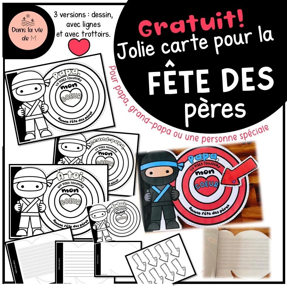 Carte pour la fête des pères 🥷🎯❤️