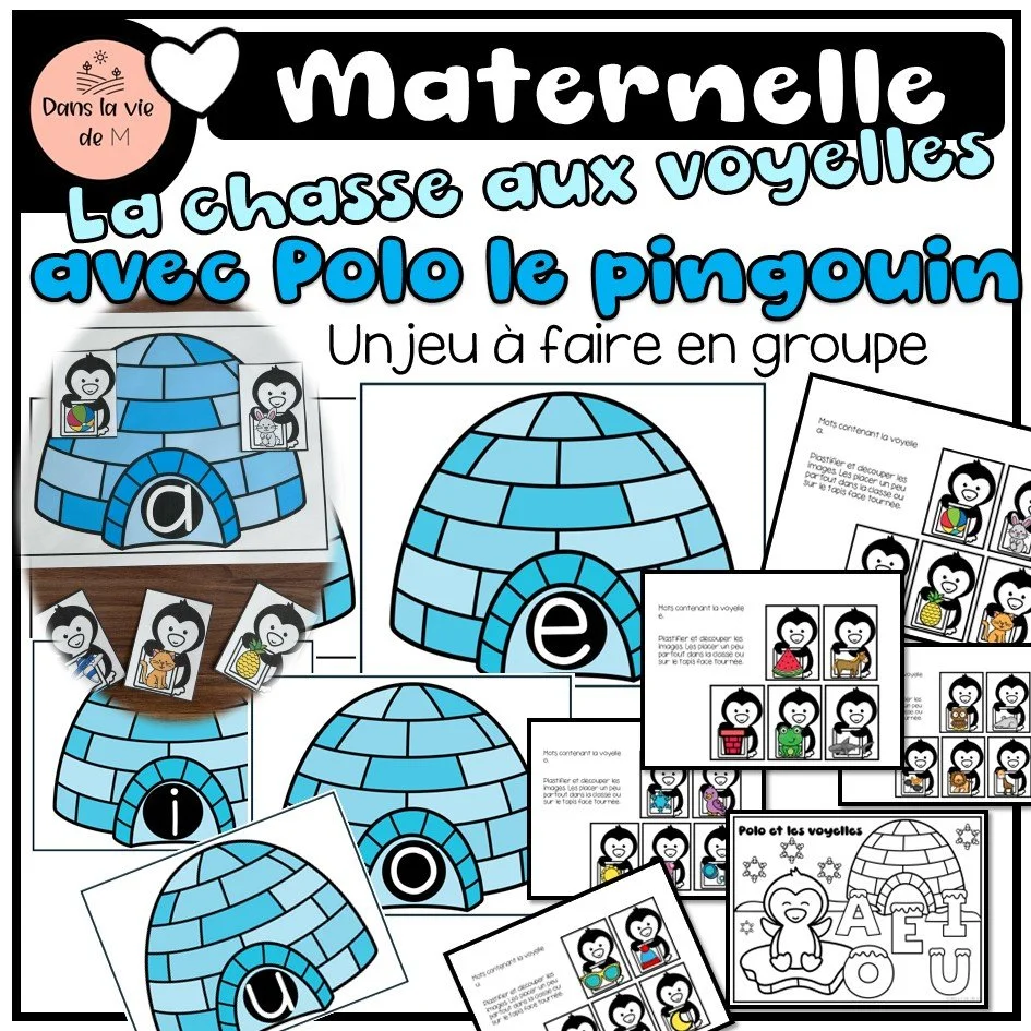 ❄️ Maternelle – La chasse aux voyelles avec Polo le pingouin 🐧🔤 Un jeu de groupe amusant pour découvrir les voyelles !