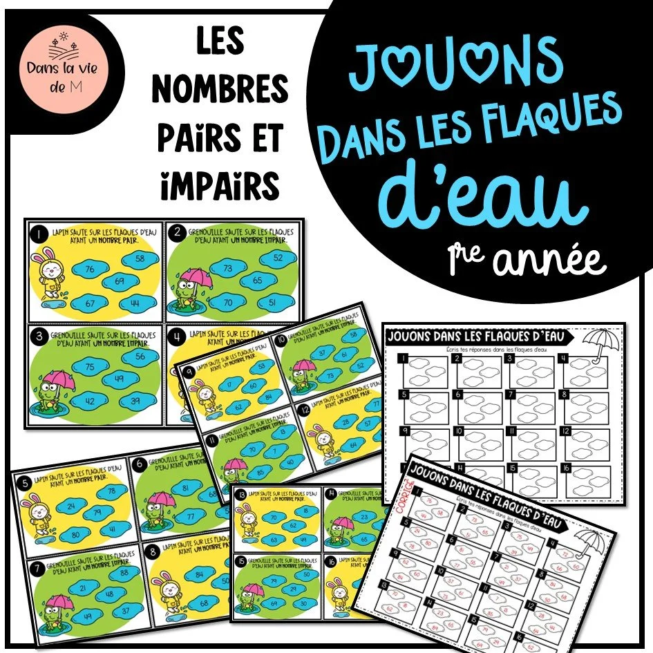 CÀT - Jouons dans les flaques d'eau 💦🐇- pairs et impairs 1re année