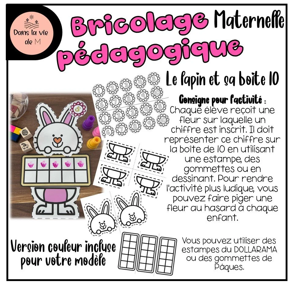 🐰🌸 Le lapin et sa boite de 10 – Maternelle (Pâques)