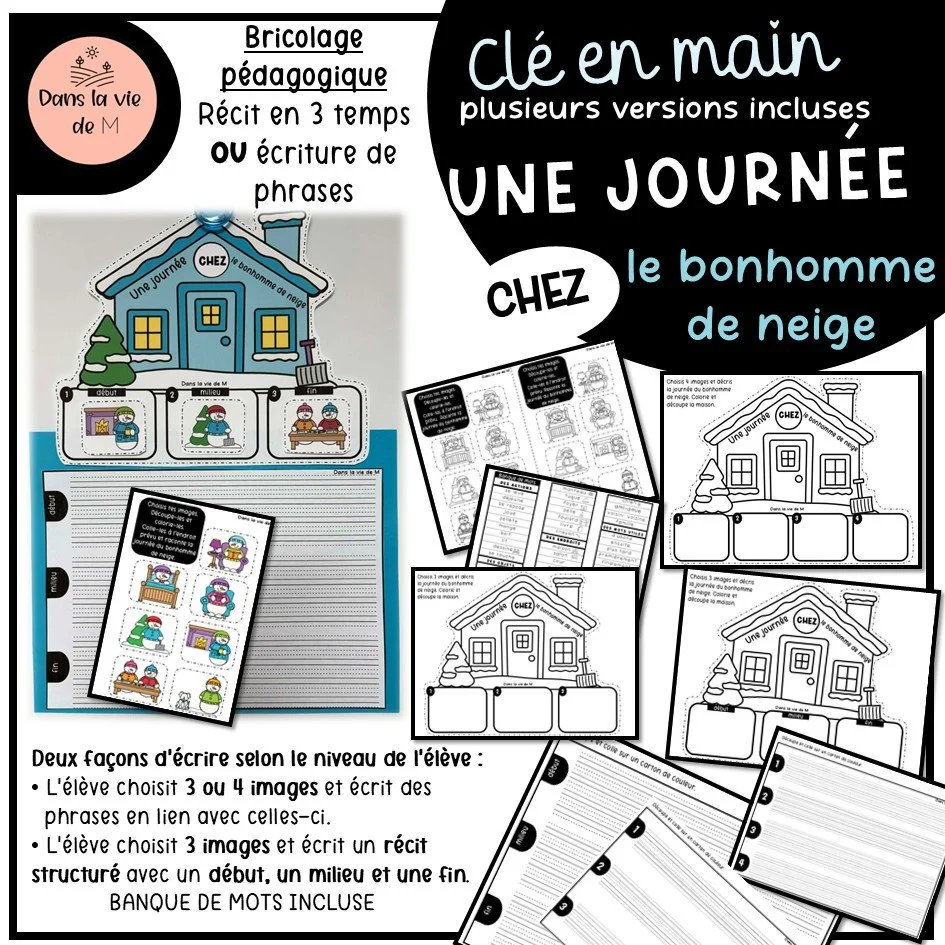 ❄️✏️ Une journée chez le bonhomme de neige ☃️💙 L’activité d’écriture coup de cœur pour le retour en classe !