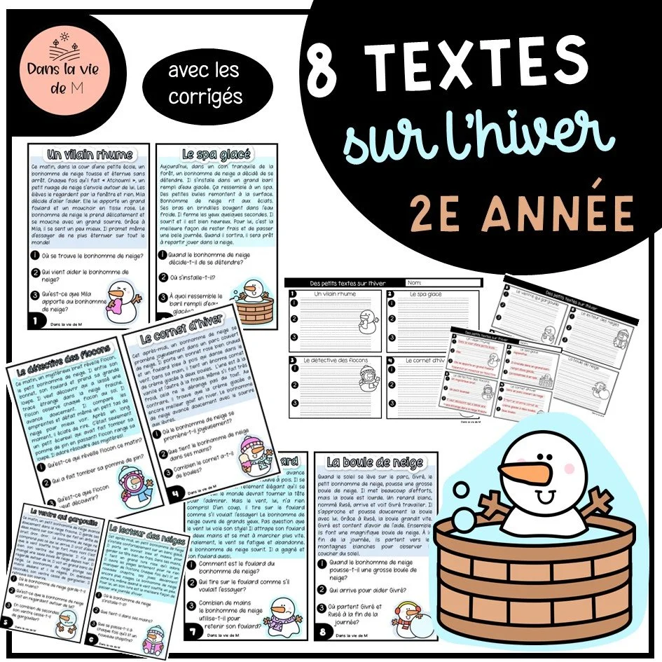 💙 8 petits textes sur l’hiver pour la 2e année ! ☃️❄️