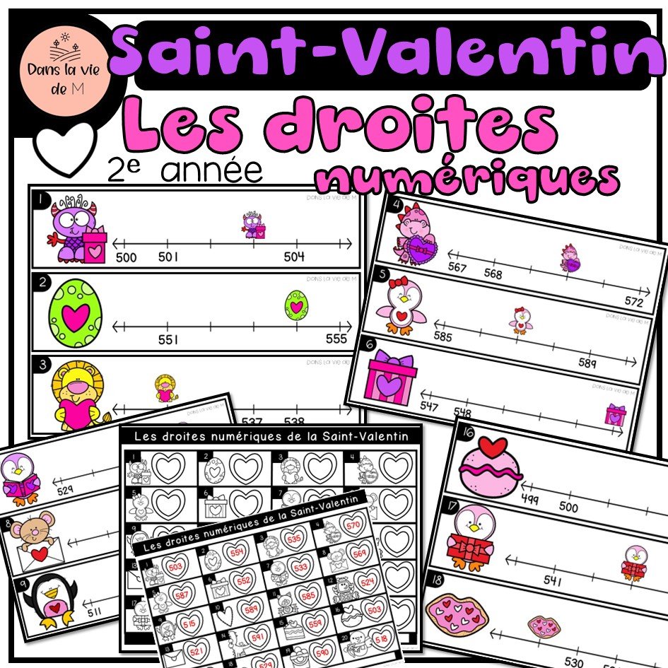 💗 Saint-Valentin – Les droites numériques (2e année) 💗