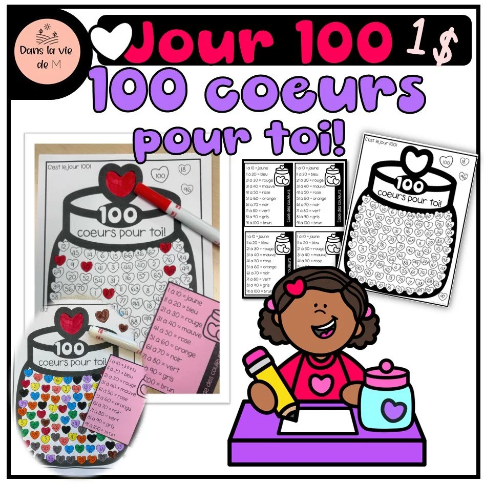 100 coeurs pour toi! 100e jour de classe 1re 💗