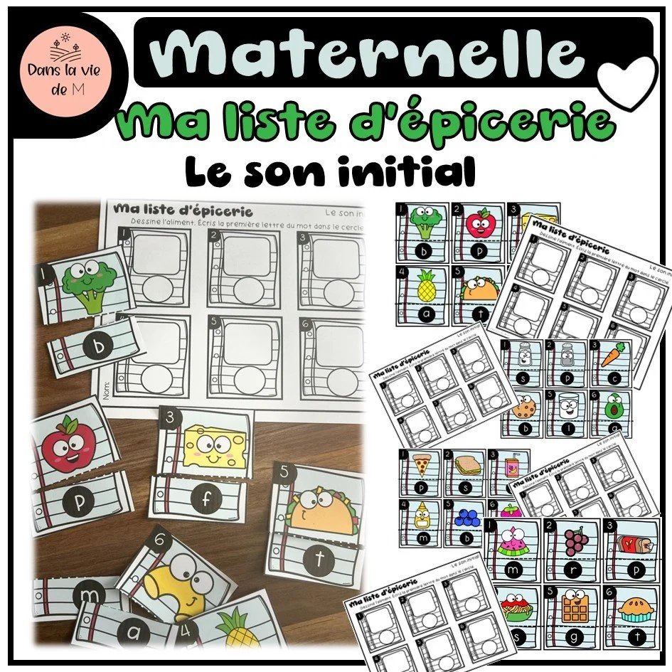 🛒🔤 « Ma liste d’épicerie » – Maternelle 🍎✨