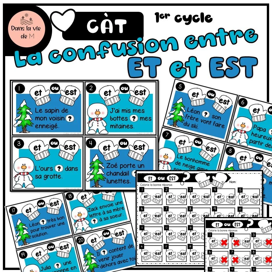 🧤 CARTES À TÂCHES – La confusion entre ET et EST